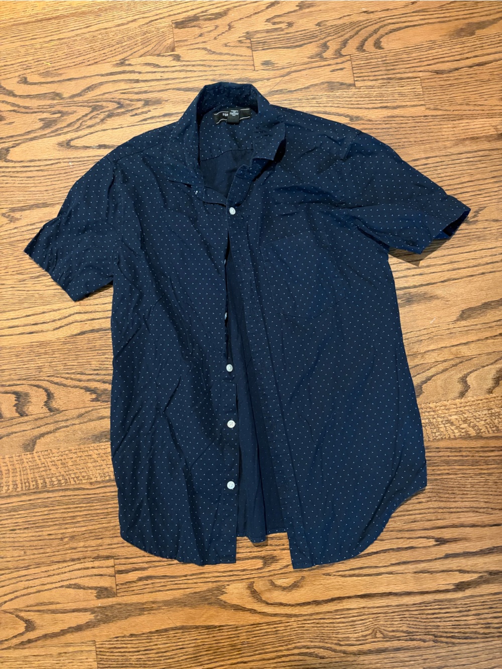 Forever 21 Men’s Navy Button-Down Shirt with Micro Dot Pattern